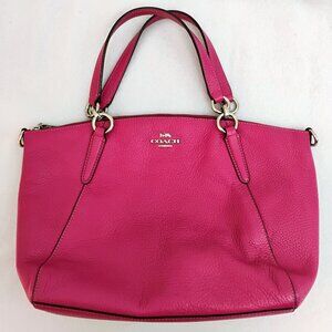 Coach Kelsey Pebbled Leather Satchel Handbag Purse F28993 - Red with Gold